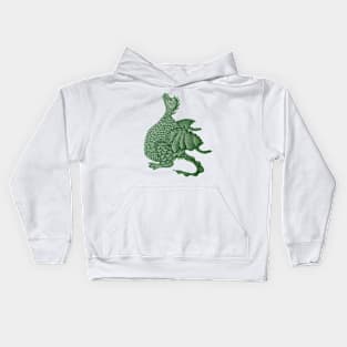 mythical and fantasy creature cute green dragon Kids Hoodie